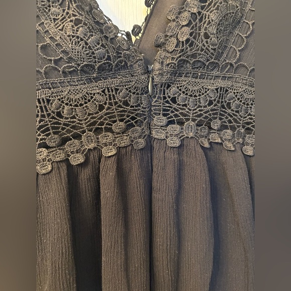 Venus black lace lined babydoll v-neck size 10 zip back top or mini dress - Picture 6 of 12